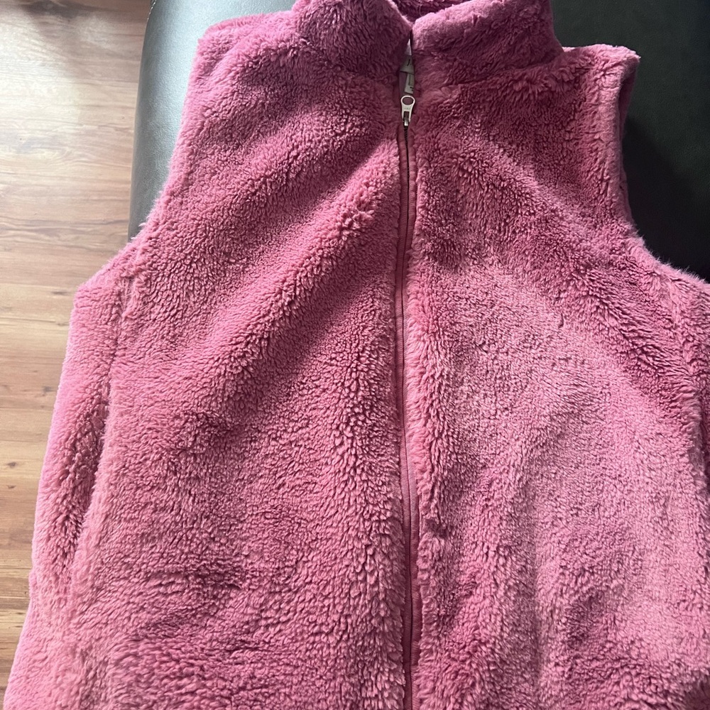 Misses JCrew Plush Zip-Front Fleece Vest - Dusty Rose